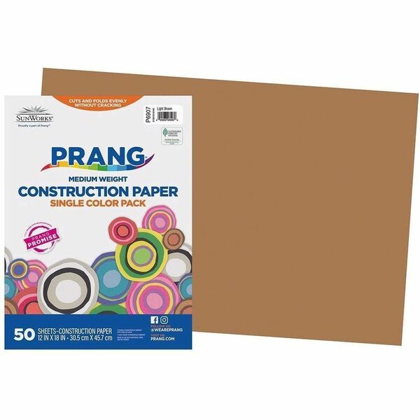 Prang Construction Paper, Light Brown, 12" x 18" , 50 Sheets - School, Art Project, Craft Project, Paper Crafting - 12" (304.80 mm) x 18" (457.20 mm) - Light Brown - Groundwood - 50 Sheets - 50 Each