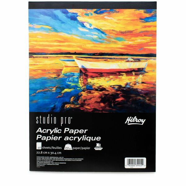 Hilroy Studio Pro Drawing Sheet - 80 Pages - Book Bound - 235 g/m&#178; Grammage - 9" (228.60 mm) x 12" (304.80 mm) Sheet Size - White Paper - Textured - 1 Each