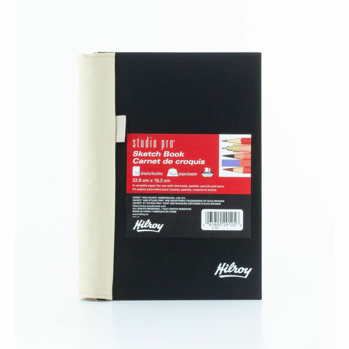 Hilroy Studio Pro Sketch Book - 70 Sheets - 140 Pages - 109 g/m² Grammage - 9" (22.86 cm) x 6" (15.24 cm) Sheet Size - White Paper - Poly Cover - Pocket, Acid-free Paper - No - 1 Each