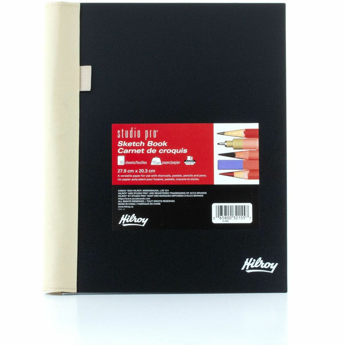Hilroy Studio Pro Sketch Book - 70 Sheets - 140 Pages - 109 g/m² Grammage - 8" (20.32 cm) x 11" (27.94 cm) Sheet Size - Poly Cover - Pocket, Acid-free Paper - No - 1 Each