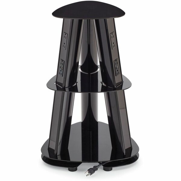 Global Isle PTISL96GB Power Outlet - 12 x Power Receptacles Tower - Gloss Black - 1 / Each