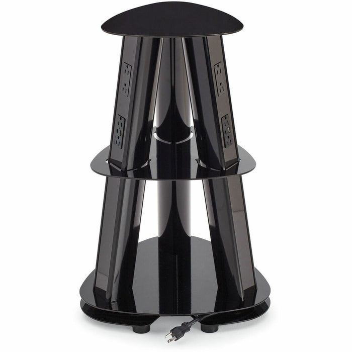 Global Isle PTISL96GB Power Outlet - 12 x Power Receptacles Tower - Gloss Black - 1 / Each