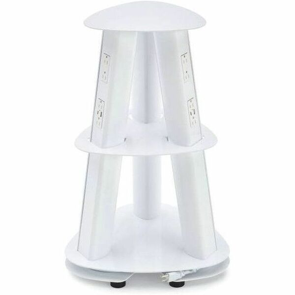 Global Isle PTISL96GW Power Outlet - 12 x Power Receptacles Tower - Gloss White - 1 / Each