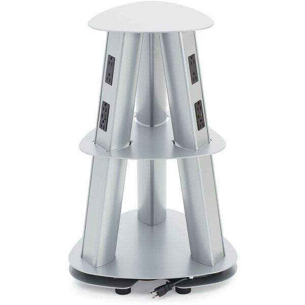 Global Isle PTISL96SP Power Outlet - 12 x Power Receptacles Tower - Silver Pearl - 1 / Each