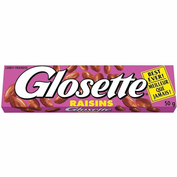 GLOSETTE Chocolatey Coated Raisins Candy - Raisin - 1.76 oz (50 g) - 18 Box