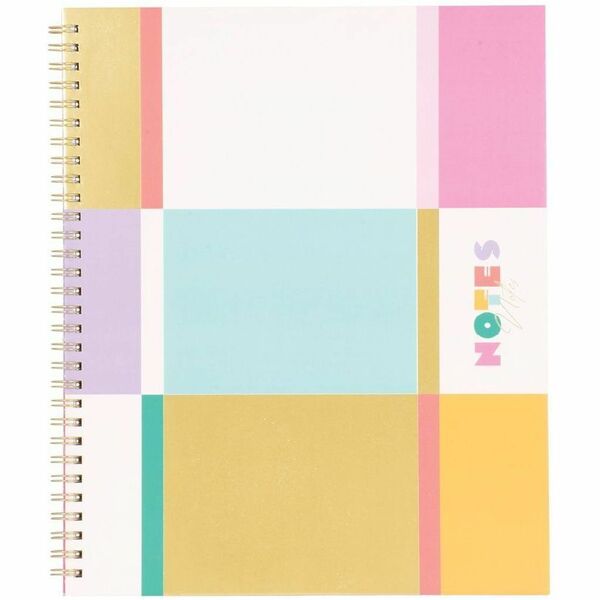 Hilroy Notebook - 1 Subject(s) - 160 Pages - Front Ruling Surface - Ruled Front Ruling - 56 g/m² Grammage - 10.50" (266.70 mm) Height x 8 31/32" (22.78 cm) Width - White Paper - Square Block Pattern Cover - Semi-rigid, Perforated, Schedule - 1 Each
