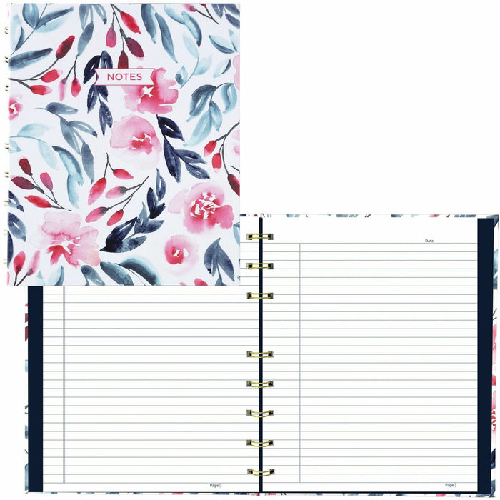 Blueline NotePro Notebook, Fashion Collection, Hard Cover, Twin-Wire Binding, 192 Pages, 9-1/4" x 7-1/4" , FSC Certified, Recycled Paper, Tranquil Blooms - 192 Pages - Printed - Twin Wirebound - Ruled Margin - 9 1/4" (23.49 cm) x 7 1/4" (18.42 cm) Sheet S