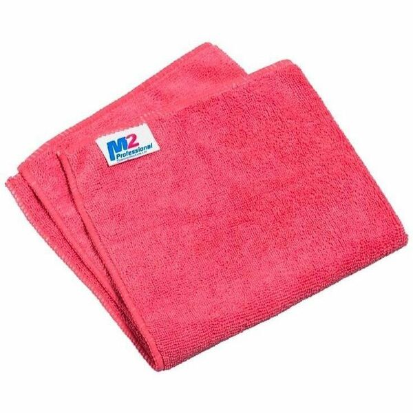 M2 Professional Sani-Pro Microfiber Cloths - 16"x16" - 300gsm - Red - For Multipurpose - Cloth - Recommended For: Dirt Remover, Dust Remover - Absorbent - Red - 12 / Each