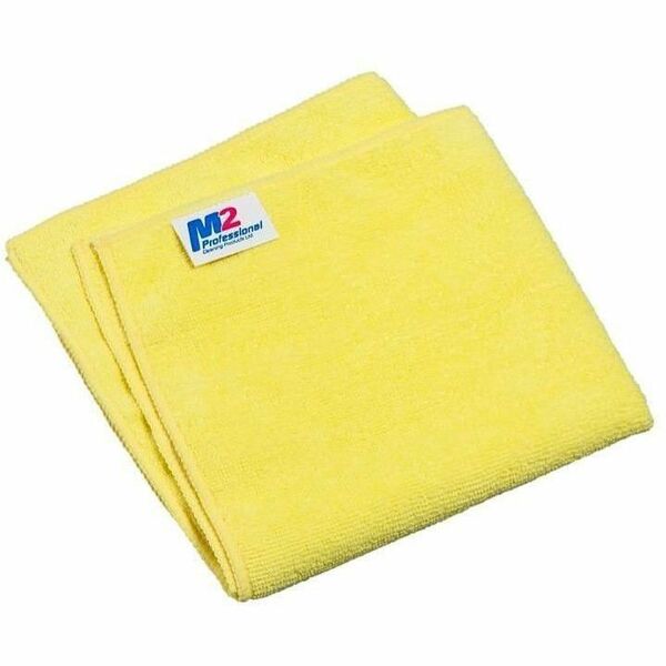 M2 Professional Sani-Pro Microfiber Cloths - 16"x16" - 300gsm - Yellow - For Multipurpose - Cloth - Recommended For: Dirt Remover, Bacteria Remover - Absorbent - Yellow - 12 / Each