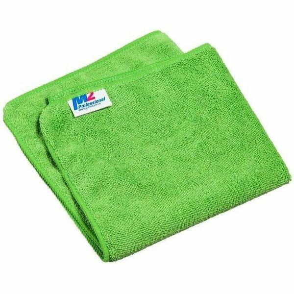 M2 Professional Sani-Pro Microfiber Cloths - 16"x16" - 300gsm - Green - For Multipurpose - Cloth - Recommended For: Dirt Remover, Lint Remover, Bacteria Remover - Absorbent - Green - 12 / Each