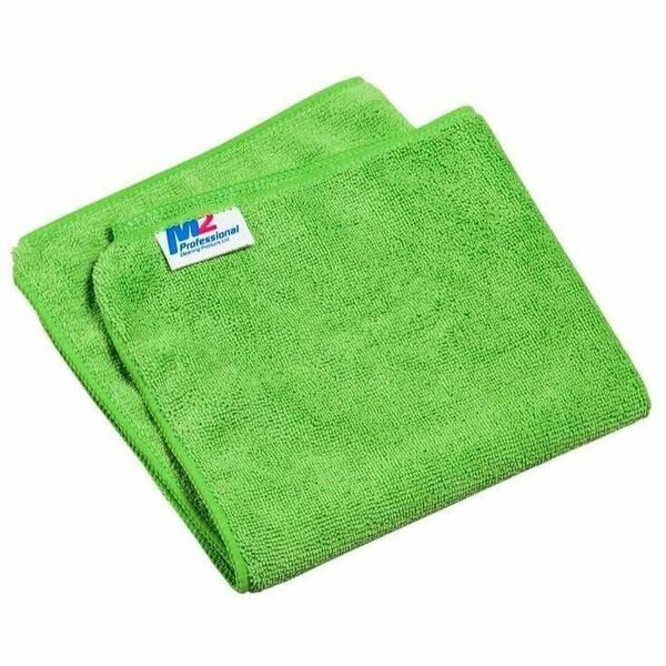 M2 Professional 2-Pack Microfiber Cloths - 14" x 14" - Green - For Multipurpose - Cloth - Recommended For: Stain Remover, Germs Remover, Dirt Remover - Absorbent, Launderable, Non-abrasive, Lint-free - Green - 2 / Pack