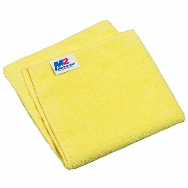 M2 Professional 2-Pack Microfiber Cloths - 14" x 14" - Yellow - For Porcelain, Countertop, Chrome, Glass, Wood, Commercial, Residential, General Purpose - Cloth - 14" (355.60 mm) Length x 14" (355.60 mm) Width - Absorbent, Launderable, Chemical-free, Non-