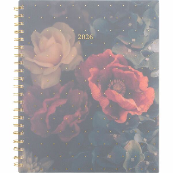 Cambridge Midnight Garden Weekly/Monthly Planner, 11" x 8-1/2" , Bilingual - Weekly, Monthly - 12 Month - January 2026 to December 2026 - 1 Week, 1 Month Double Page Layout - Letter - 8 1/2" (215.90 mm) x 11" (279.40 mm) Sheet Size - Spiral Bound - Multic
