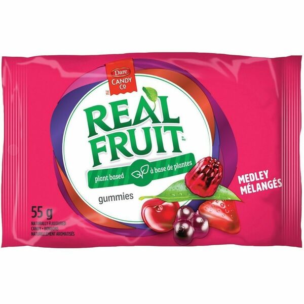 Dare Foods RealFruit Candy - Medley - No Artificial Color, No Artificial Flavor, No Artificial Sweeteners, Gluten-free, Peanut-free, Fat-free - 1.94 oz (55 g) - 50 / Box