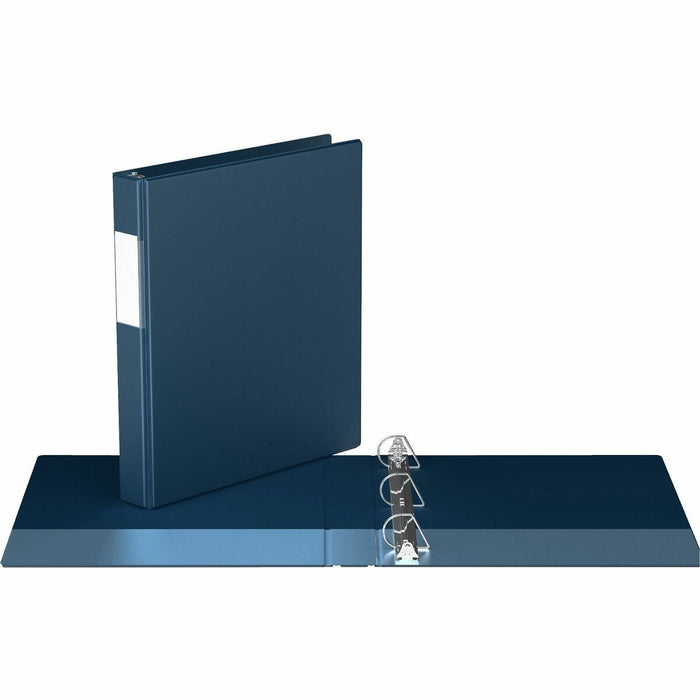 Davis Group Essential Angle D-Ring Binder - 1" (25.40 mm) Binder Capacity - 8 1/2" (215.90 mm) x 11" (279.40 mm) Sheet Size - 225 Sheet Capacity - 3 x 1" (25.40 mm) Ring - Fastener: D-Ring - Polypropylene - Navy - 1 Each