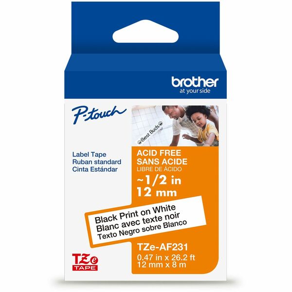 Brother Label Tape - 15/32" (12 mm) Width - White