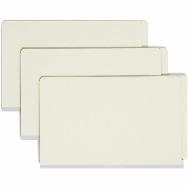 Smead Straight Tab Cut Legal Recycled Classification Folder - 8 1/2" (215.90 mm) x 14" (355.60 mm) - 2" (50.80 mm) Expansion - 2 x 2S Fastener(s) - 2" (50.80 mm) for Folder - End Tab Location - 2 Divider(s) - Pressboard - Gray, Green - 100% Recycled - 10