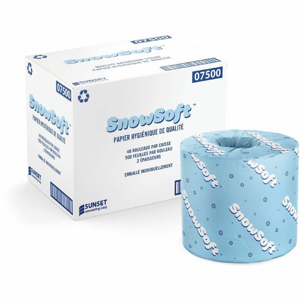 SNOW SOFT Bathroom Tissue - 2 Ply - 500 Sheets/Roll - Paper - 48 / Box