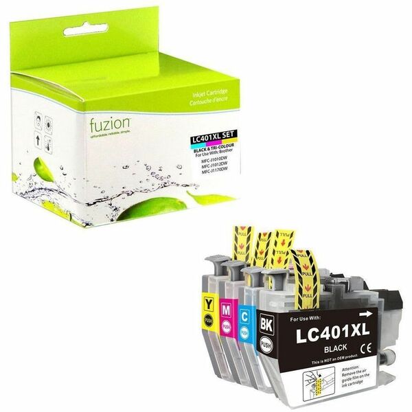 Fuzion High Yield Inkjet Ink Cartridge - Alternative for Brother LC401XL - Black, Cyan, Magenta, Yellow - 1 Each - 500 Pages
