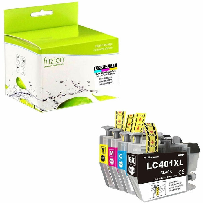 fuzion Compatible Inkjet Set for Brother LC401XL - C/K/M/Y - Yield: 500