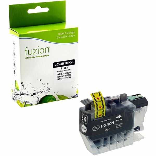 Fuzion High Yield Inkjet Ink Cartridge - Alternative for Brother LC401XLBKS - Black - 1 Each - 500 Pages