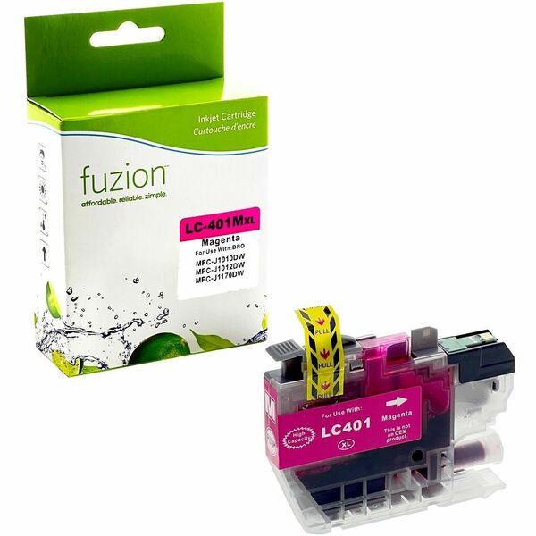 Fuzion High Yield Inkjet Ink Cartridge - Alternative for Brother LC401XLMS - Magenta - 1 Each - 500 Pages
