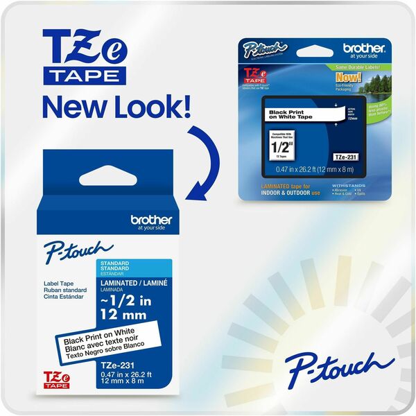 Brother Genuine P-touch TZe661 BK on YL Label Tape, Laminated, 36mmX8m - 1 27/64" (36 mm) Width - Yellow - Laminated - Water Resistant - 1 Each