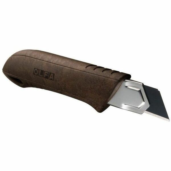 Olfa 18mm WD-AL Wood Composite Auto-Lock Utility Knife - Stainless Steel Blade - Auto-lock, Non-slip Grip, Lanyard Hole, Anti-slip Handle - Wood, Resin - Brown, Black - 1 Each