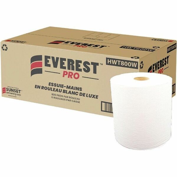 Everest Pro Hardwound Roll Towel White Deluxe - 800 ft (243.84 m) Length - White - Paper - 6 Rolls Per Case Rolls/Case - 6 / Box