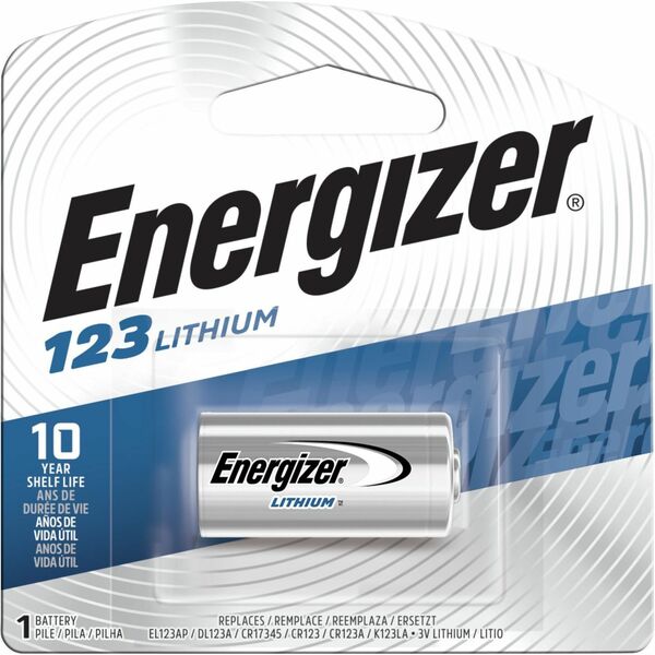 Energizer 123 Lithium Battery - For Multipurpose - 1500 mAh - 3 V DC - 10 Year Shelf Life - 1 / Pack
