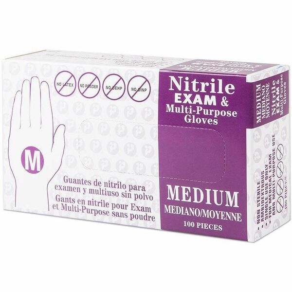 Inteplast Examination Gloves - 4 mil (0.10 mm) Thickness x 9.50" (241.30 mm) Glove Length - Medium Size - For Right/Left Hand - Blue - Latex-free, Non-sterile - For Food - 100 / Box