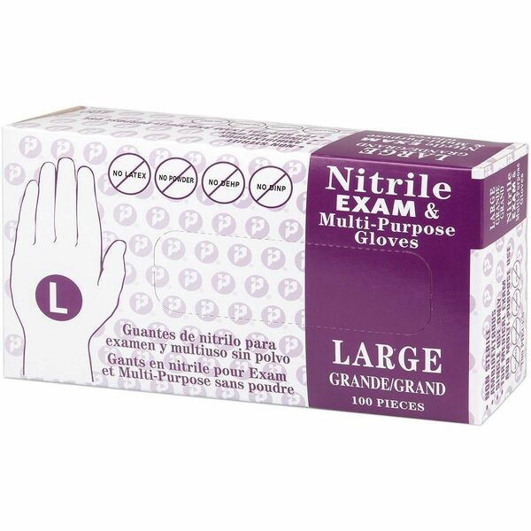 Inteplast Examination Gloves - 4 mil (0.10 mm) Thickness x 9.50" (241.30 mm) Glove Length - Large Size - For Right/Left Hand - Blue - Latex-free, Non-sterile - For Food - 100 / Box