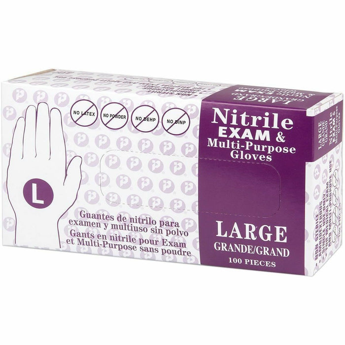 Inteplast Examination Gloves - 4 mil (0.10 mm) Thickness x 9.50" (241.30 mm) Glove Length - Large Size - For Right/Left Hand - Blue - Latex-free, Non-sterile - For Food - 100 / Box