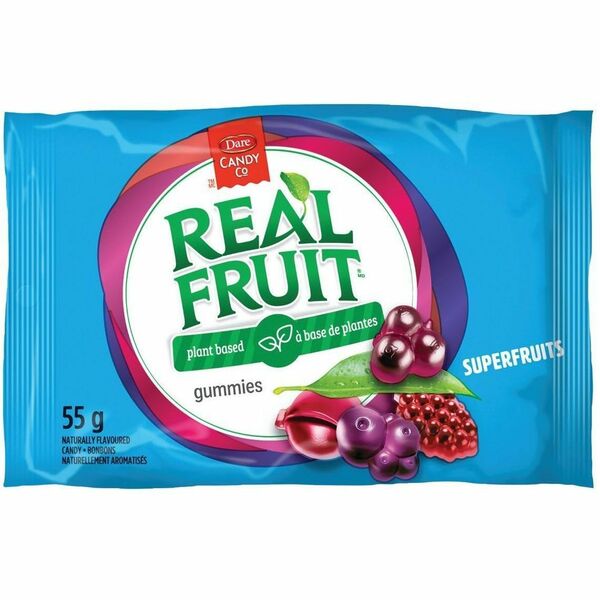 Dare Foods REALFRUIT Candy - Superfruits - No Artificial Color, No Artificial Flavor, No Artificial Sweeteners, Peanut-free, Gluten-free, Fat-free - 1.94 oz (55 g) - 50 / Box