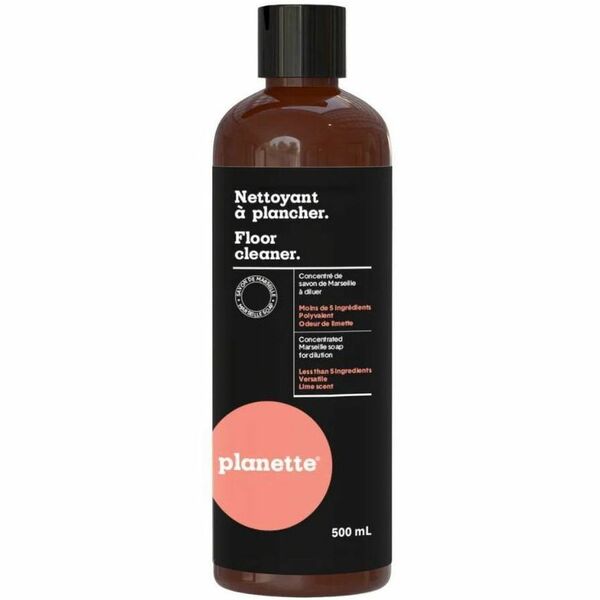 Planette Floor Cleaner - For Multipurpose - Concentrate - 500 mL - Lime Scent - Recommended For: Grease Remover, Stain Remover, Residue Remover, Limescale Remover - Grease Resistant, Eco-friendly, pH Neutral, Residue-free, Non-foaming, No-rinse - 1 Each