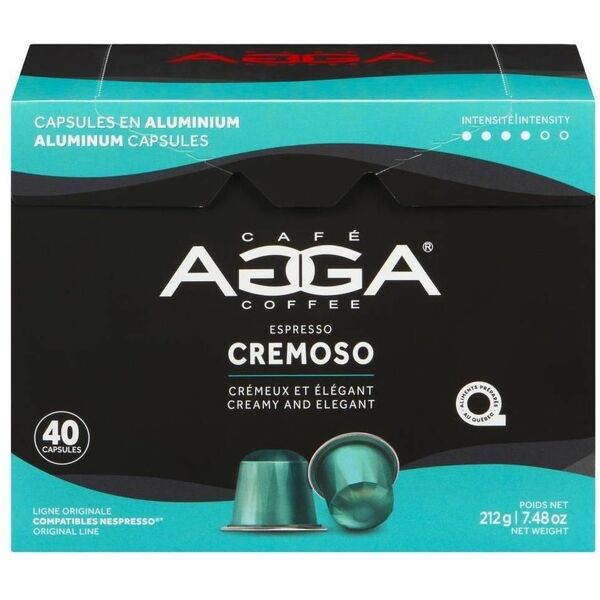 Agga Capsule Cremoso Nespresso Compatible Capsules - Compatible with Nespresso Brewer - Medium - Capsule - Cremoso - Kosher - 40 / Box