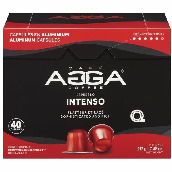Agga Capsule Intenso Nespresso Compatible Capsules - Compatible with Nespresso Brewer - Dark - Capsule - Intenso - Kosher - 40 / Box