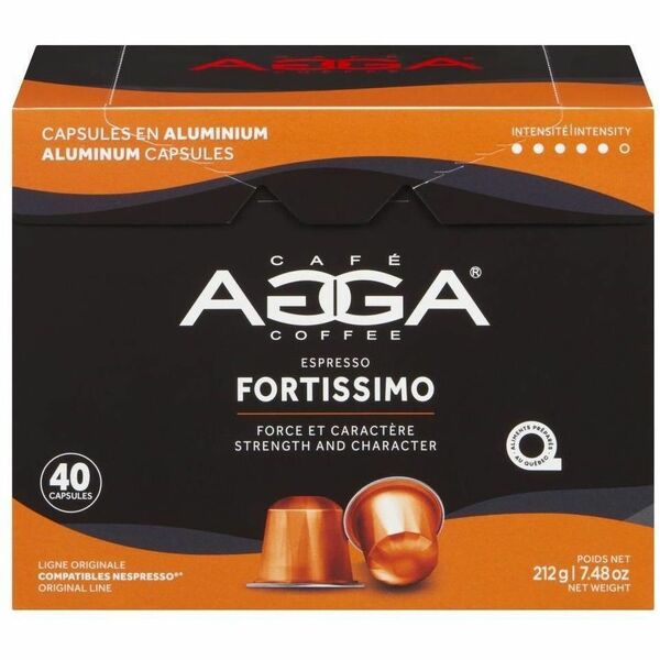 Agga Capsule Fortissimo Nespresso Compatible Capsules - Compatible with Nespresso Brewer - Dark - Capsule - Fortissimo - Kosher - 40 / Box