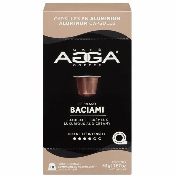 Agga Capsule Baciami Nespresso Compatible Capsule - Compatible with Nespresso OriginalLine - Medium - Capsule - Baciami - Kosher - 10 / Box