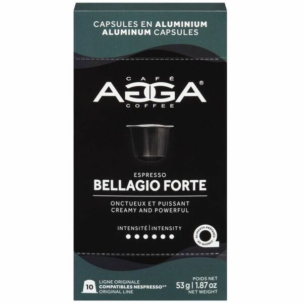 Agga Capsule Bellagio Forte Nespresso Compatible Capsule - Compatible with Nespresso OriginalLine - Dark - Capsule - Bellagio Forte - Kosher - 10 / Box