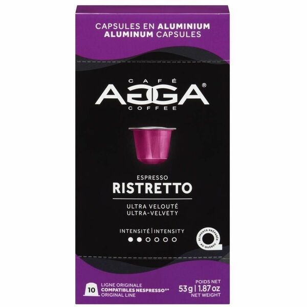 Agga Capsule Ristreto Nespresso Compatible Capsule - Compatible with Nespresso OriginalLine - Light - Capsule - Ristretto - Kosher - 10 / Box