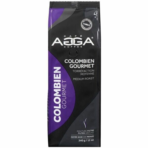 Agga Ground Colombian Ground Coffee - Medium - Ground - Colombian Gourmet - Kosher - 1 Each