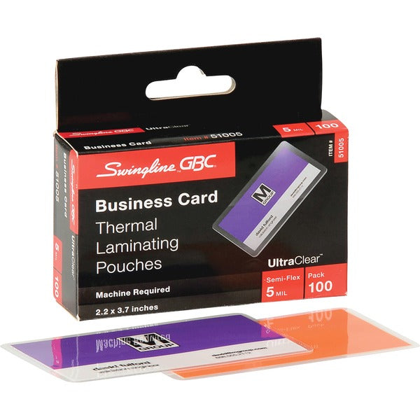 GBC Ultra Clear Thermal Laminating Pouches - Laminating Pouch/Sheet Size: 2.19" Width x 3.69" Length x 5 mil Thickness - Glossy - for Business Card - Wear Resistant, Tear Resistant - Clear - 100 / Box