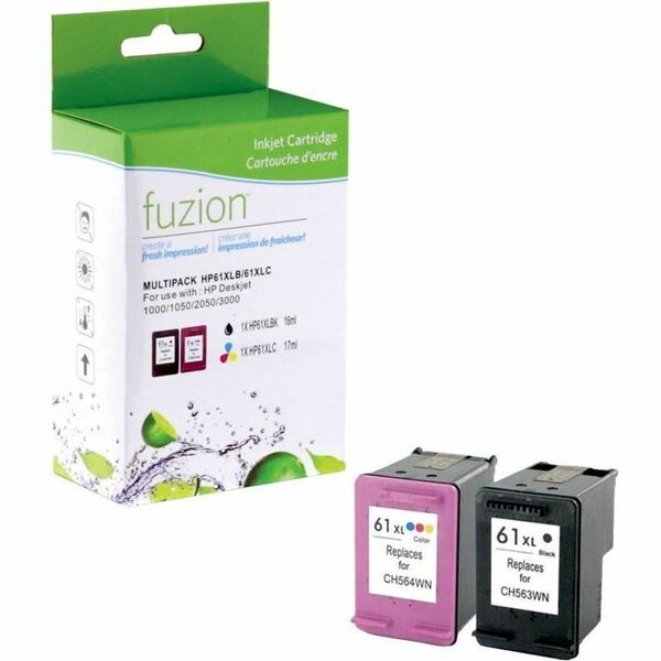 fuzion Remanufactured High Yield Inkjet Ink Cartridge - Alternative for HP 61XL, CH563W (CH564WN) - Black, Cyan, Yellow, Magenta - 1 / Pack - 330 Pages, 480 Pages