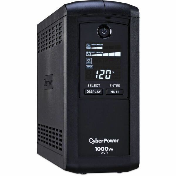 CyberPower Intelligent LCD UPS CP1000AVRLCD 1000VA Mini-tower UPS - Mini-tower - AVR - 8 Hour Recharge - 2 Minute Stand-by - 120 V AC Input - 120 V AC Output - Simulated Sine Wave, Sine Wave - Serial Port - USB - LCD Display - 9 x NEMA 5-15R Receptacle(s)