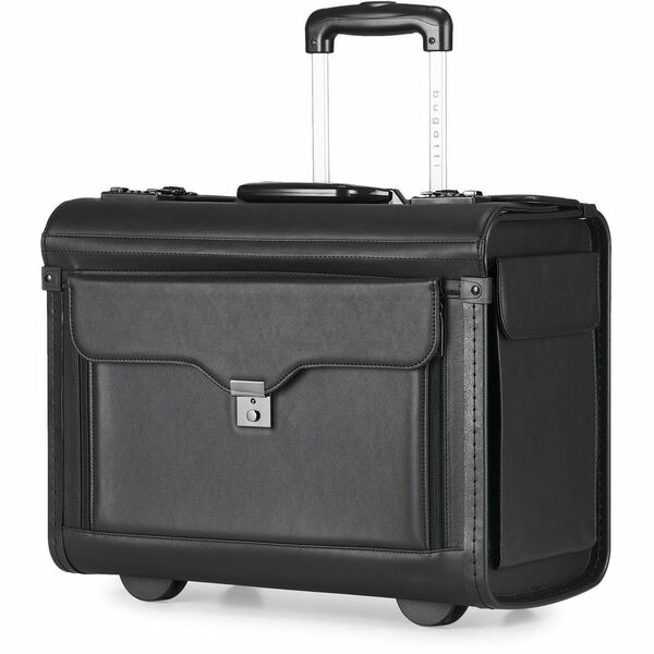 bugatti Warren Travel/Luggage Case for 17" to 17.3" Notebook - Black - Vegan Leather Body - Telescoping Handle - 15" (381 mm) Height x 19" (482.60 mm) Width x 9" (228.60 mm) Depth - 1 Each