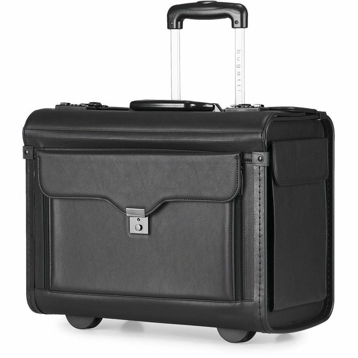 bugatti Warren Travel/Luggage Case for 17" to 17.3" Notebook - Black - Vegan Leather Body - Telescoping Handle - 15" (381 mm) Height x 19" (482.60 mm) Width x 9" (228.60 mm) Depth - 1 Each