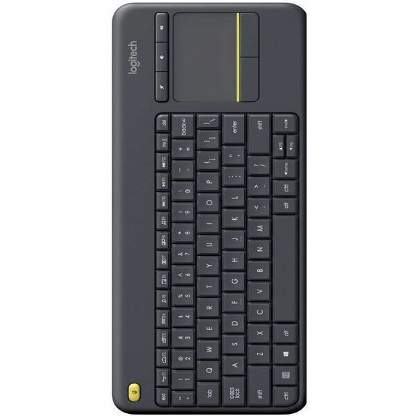Logitech K400 Plus Wireless Touch Keyboard - Wireless Connectivity - RF - 32.81 ft (10000 mm) - 2.40 GHz - USB Interface - Mute, Volume Down, Volume Up, Media Control, On/Off Switch Hot Key(s) - Windows 10, Windows 11, ChromeOS, Android 7.0 Nougat, Window