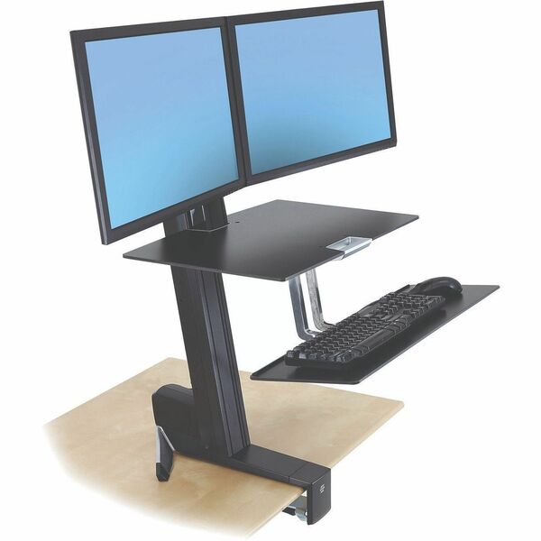 Ergotron WorkFit Display Stand - 8" (203.20 mm) Height x 22.50" (571.50 mm) Width - Black - For Keyboard, Monitor, Display Screen - Comfortable, Keyboard Tray, Ergonomic, Cable Management, Sit-stand