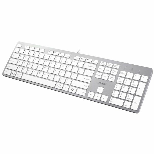Adesso EasyTouch AKB-730UW Keyboard - Cable Connectivity - USB Type C Interface - CoPilot, Multimedia, Windows Key, Internet, My Computer, Back, Forward, Search, Email, Play/Pause, Stop, ... Hot Key(s) - Mac OS, Linux, Windows 11, Android - French (Canada